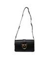 Pinko Crossbody Bag In Nero Leather With Gold-tone Clasp In Black