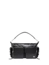Pinko Medium Leather Cargo Bag With Pockets In Black
