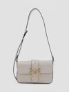 Pinko Beige Leather Mini Love Shoulder Bag In White