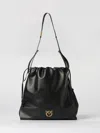 Pinko Leather Mini Slouchy Bag With Love Birds Logo In Black