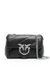 Pinko Quilted Leather Shoulder Bag With Bird Clasp In Black