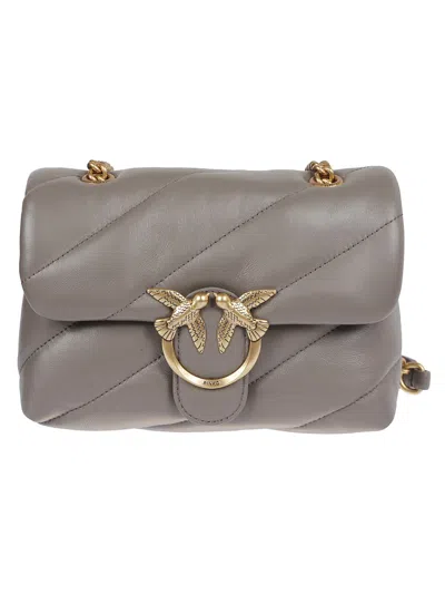 Pinko Crossbody Bag With Metal Logo In Gray