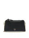 Pinko Sleek Black Bag With Gold Chain Strap And Minimalist Design In Black