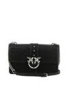 Pinko Rectangular Chain Strap Shoulder Bag With Metal Hardware And Front Embellishment In Black