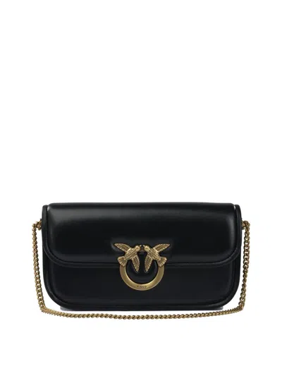Pinko Love Mini Bag In Black Leather