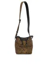 Pinko Leopard Print Drawstring Shoulder Bag In Brown