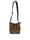 Pinko Leopard Print Drawstring Shoulder Bag In Brown