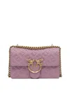 Pinko Embossed Chain Strap Satchel With Bird Embellishment In Purple