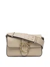 Pinko Smooth Leather Crossbody Bag In Neutral