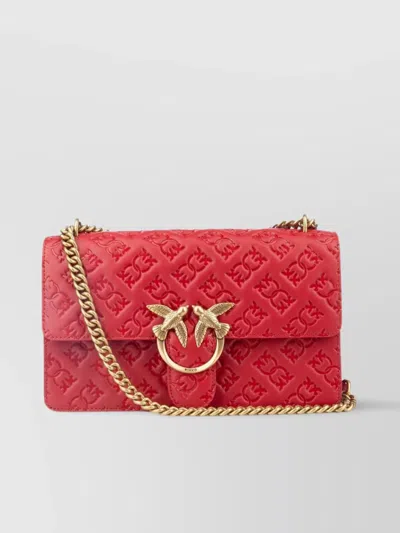 Pinko Crossbody Bags With Chain Strap And Embossed Pattern In Red