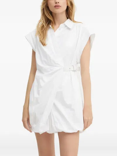 Pinko Crossover-detail Mini Shirt Dress In White