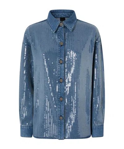Pinko Sequin-embellished Denim Shirt In Blue