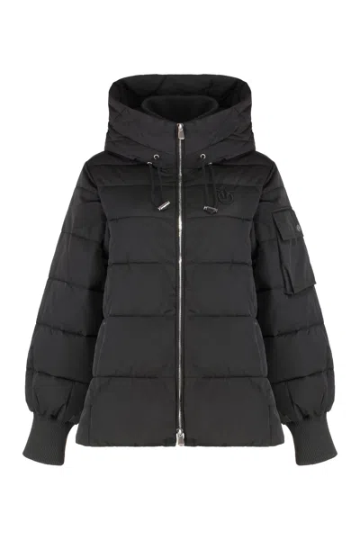 Pinko Crusca Hooded Short Down Jacket In Black