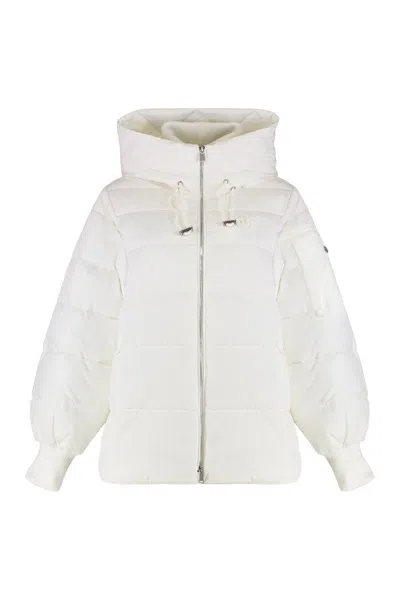 Pinko Crusca Hooded Short Down Jacket In White