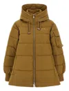 Pinko Quilted Hooded Jacket Long Sleeves In Brown