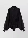 Pinko Crystal Buttoned Collared Sheer Shirt In Black