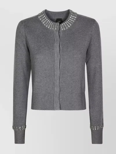 PINKO CRYSTAL COLLAR KNIT CARDIGAN