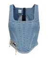Pinko Crystal-embelished Corset-style Jeans Top