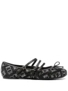 Pinko Ballerines Monogram Avec Strass Et Naud Sur La Pointe In Black