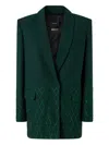 Pinko Blazer Oversize À Strass In Green