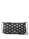 Pinko Petit Sac Porté Épaule Mini Half Moon Baguette En Cuir À Strass In Black