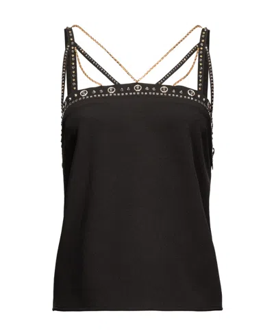 Pinko Crystal-embellished Chain Vest Top In Gray