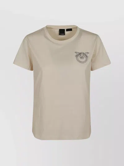 Pinko Love Birds-appliqué T-shirt In Beige