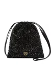 Pinko Crystal-embellished Drawstring Clutch In Black