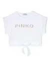 Pinko Crystal-embellished Logo Cropped T-shirt In White
