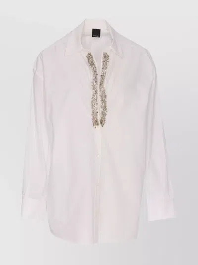 Pinko Crystal Embellished Long Sleeve Top In White
