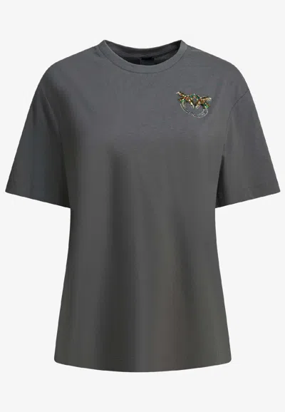 Pinko Crystal Embellished Love Birds T-shirt In Animal Print