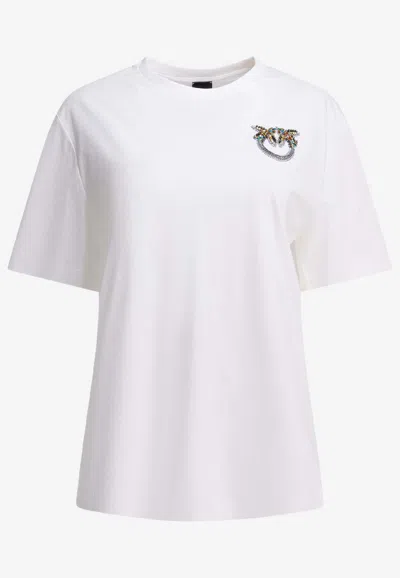 Pinko Crystal Embellished Love Birds T-shirt In Multi