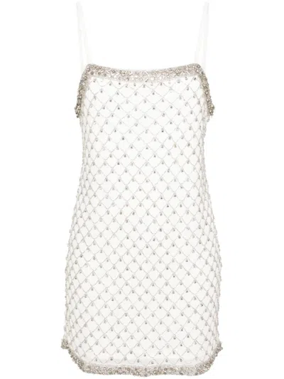 Pinko Crystal-embellished Mini Dress In White