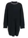 Pinko Knit Dress With Rhinestone-detailed Neck In Black