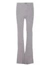 Pinko Crystal-embellished Ribbed Trousers In Gray