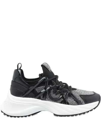 Pinko Crystal-embellished Sneakers In Black