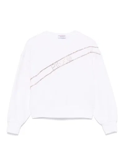 Pinko Kids' Crystal-embellished Sweatshirt In White
