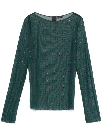 Pinko Embellished Light Tulle Jumper In Green