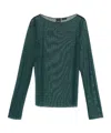 Pinko Transparent Green Rouen T-shirt With Rhinestones In Green