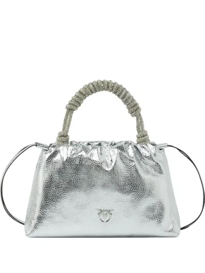 Pinko Crystal-embellished Tote Bag In Gray