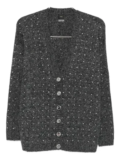 Pinko Crystal-embellishment Cardigan In Gray