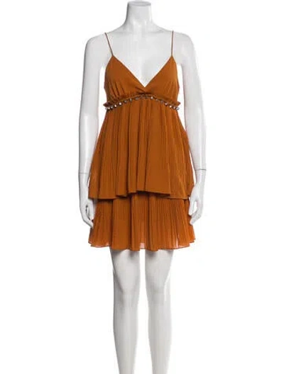 Pre-owned Pinko Crystal Embellishments Skirt Set In Orange