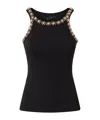 Pinko Vest Top With Shiny Embroidery In Black