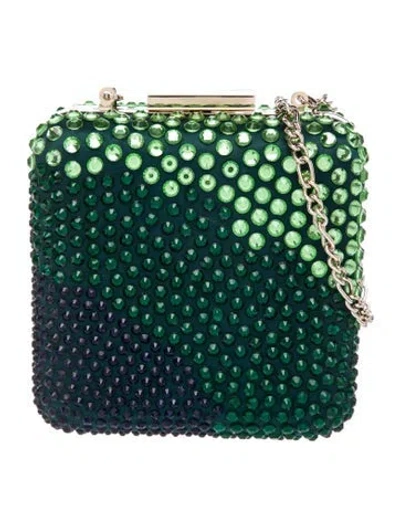 Pre-owned Pinko Crystal Minaudière In Green