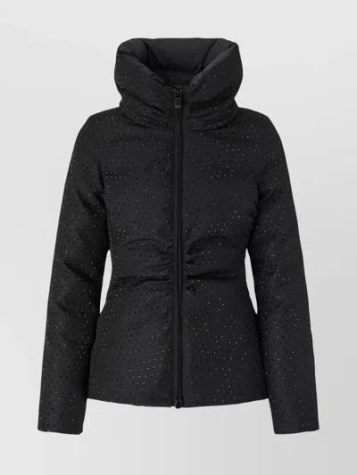 Pinko Crystal-embellished Cropped Down Jacket In Black