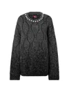Pinko Crystal-embellished Sequin-pattern Sweater In Gray