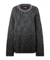 Pinko Crystal-embellished Sequin-pattern Sweater In Gray