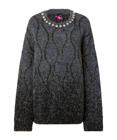PINKO CRYSTAL-EMBELLISHED SEQUIN-PATTERN SWEATER