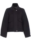Pinko Double Cloth Spoon Caban In Fabric In Black  
