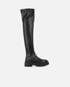 Pinko Thigh-high Boots With Metal Inserts In Black